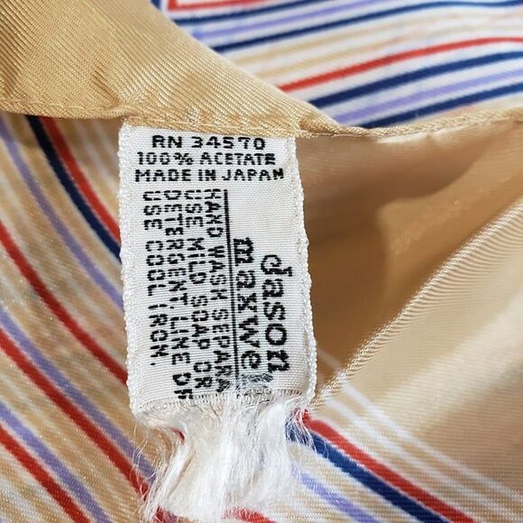 Vintage Made In Japan Gold Striped Satin Head Neck Scarf womens Jason Maxwell - Picture 9 of 10